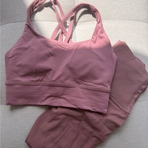 lululemon athletica Dusty Rose Crossback Sports Bra and Leggings Set